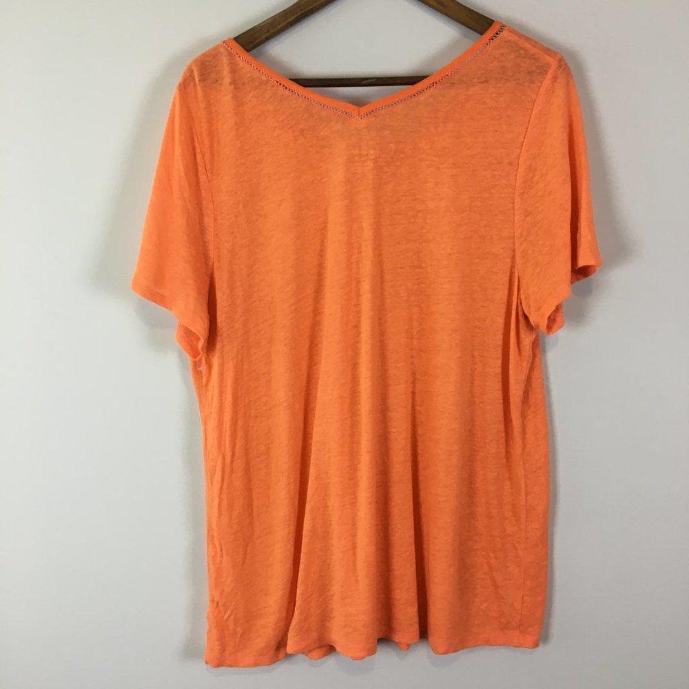 Lane Bryant Hot Orange Short Sleeve VNeck Slub Top - Picture 6 of 7